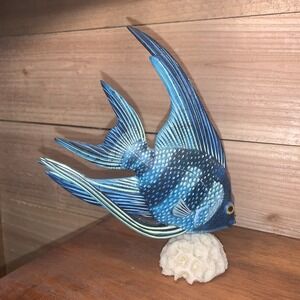 Nature Craft Angel Fish Hand craved Hand Painted F617 Scalare‎ Long Fin Angel